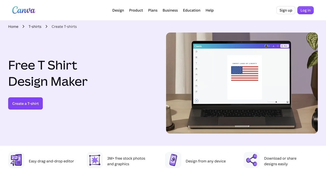 Canva official website showing its design product