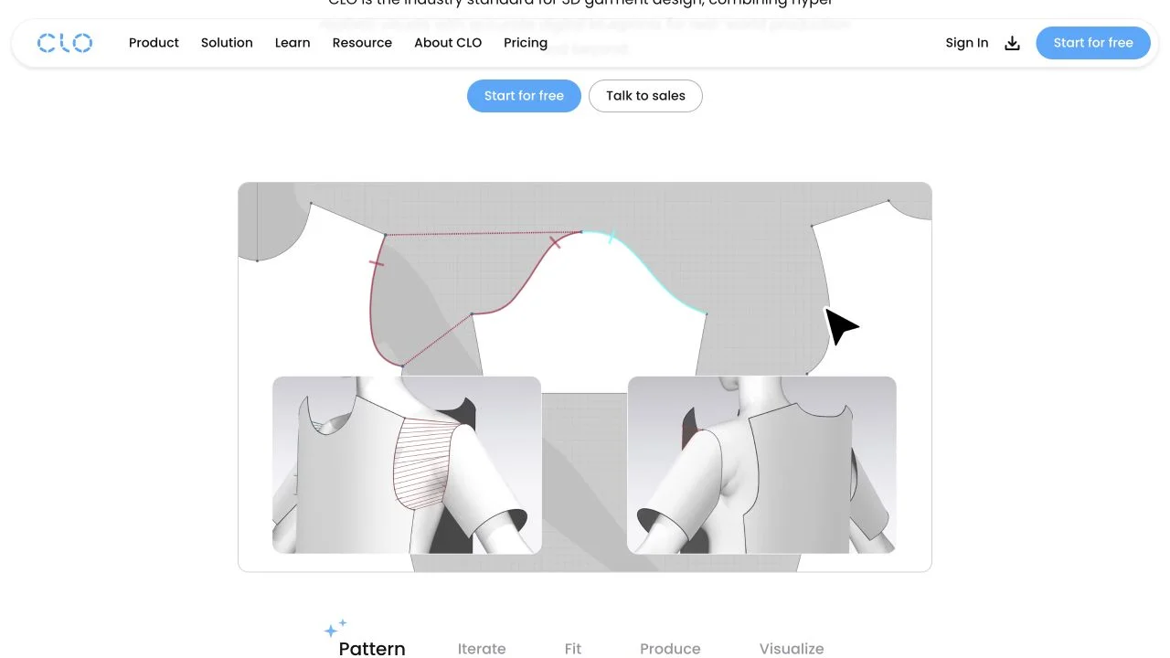 CLO official website showing its design product