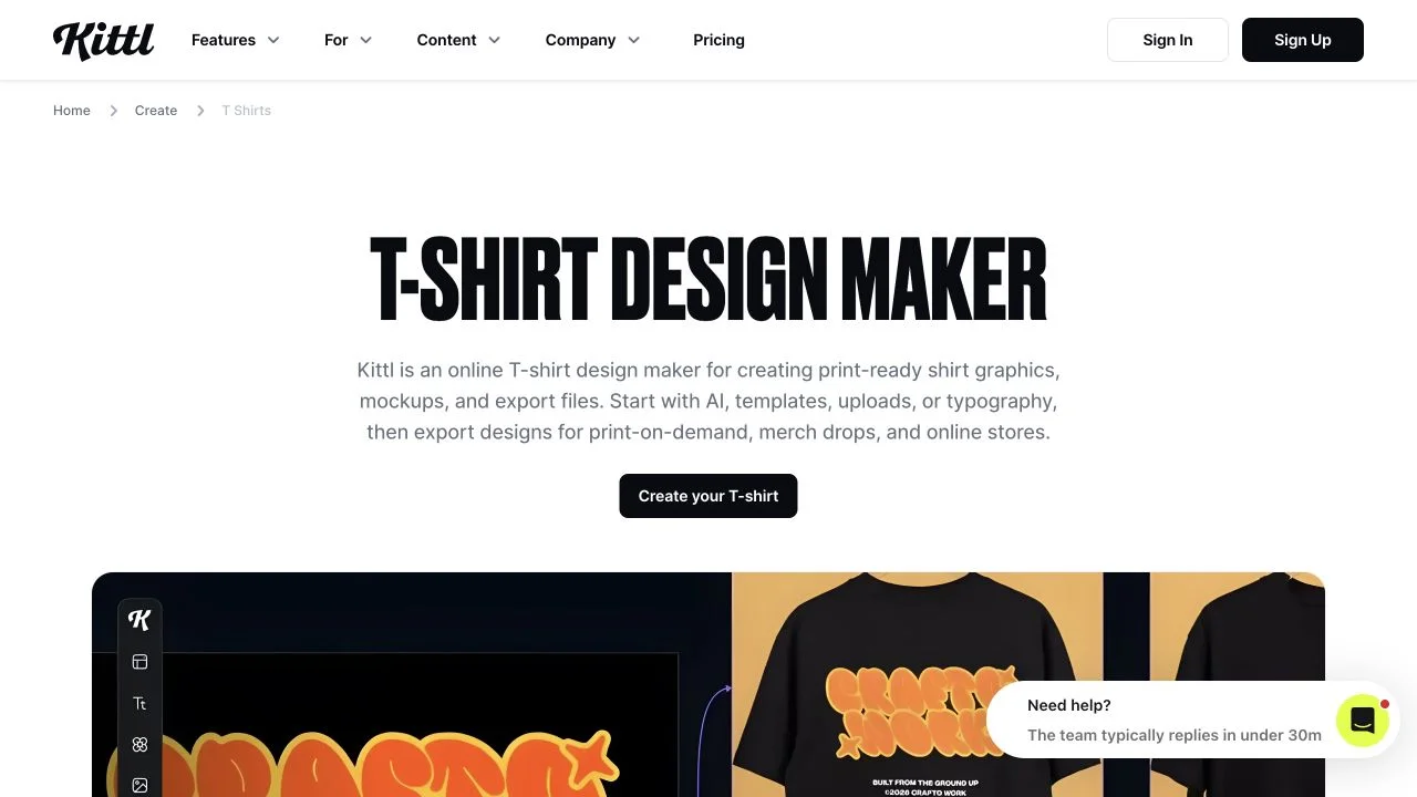 Kittl official website showing its design product