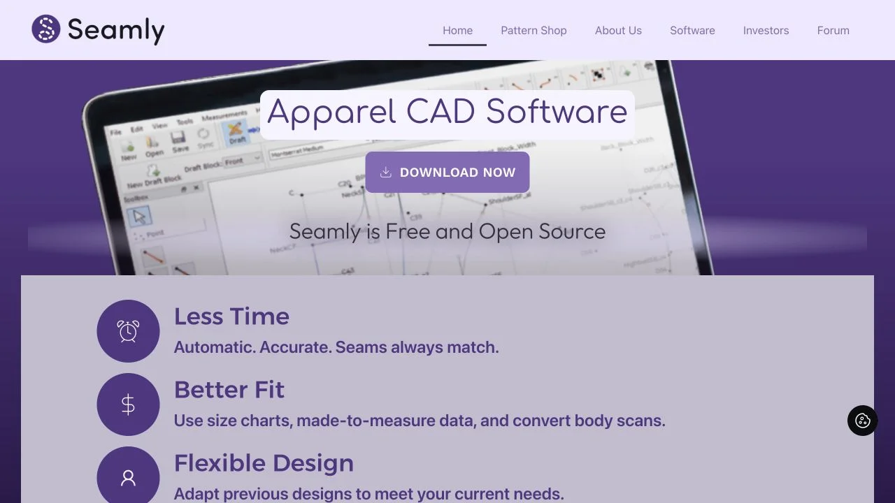 Seamly2D official website showing its design product