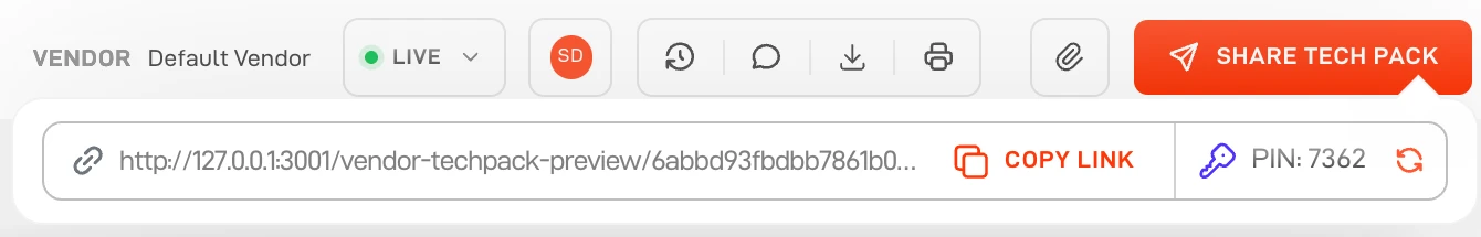 Lifecycle tech pack sharing link and PIN controls