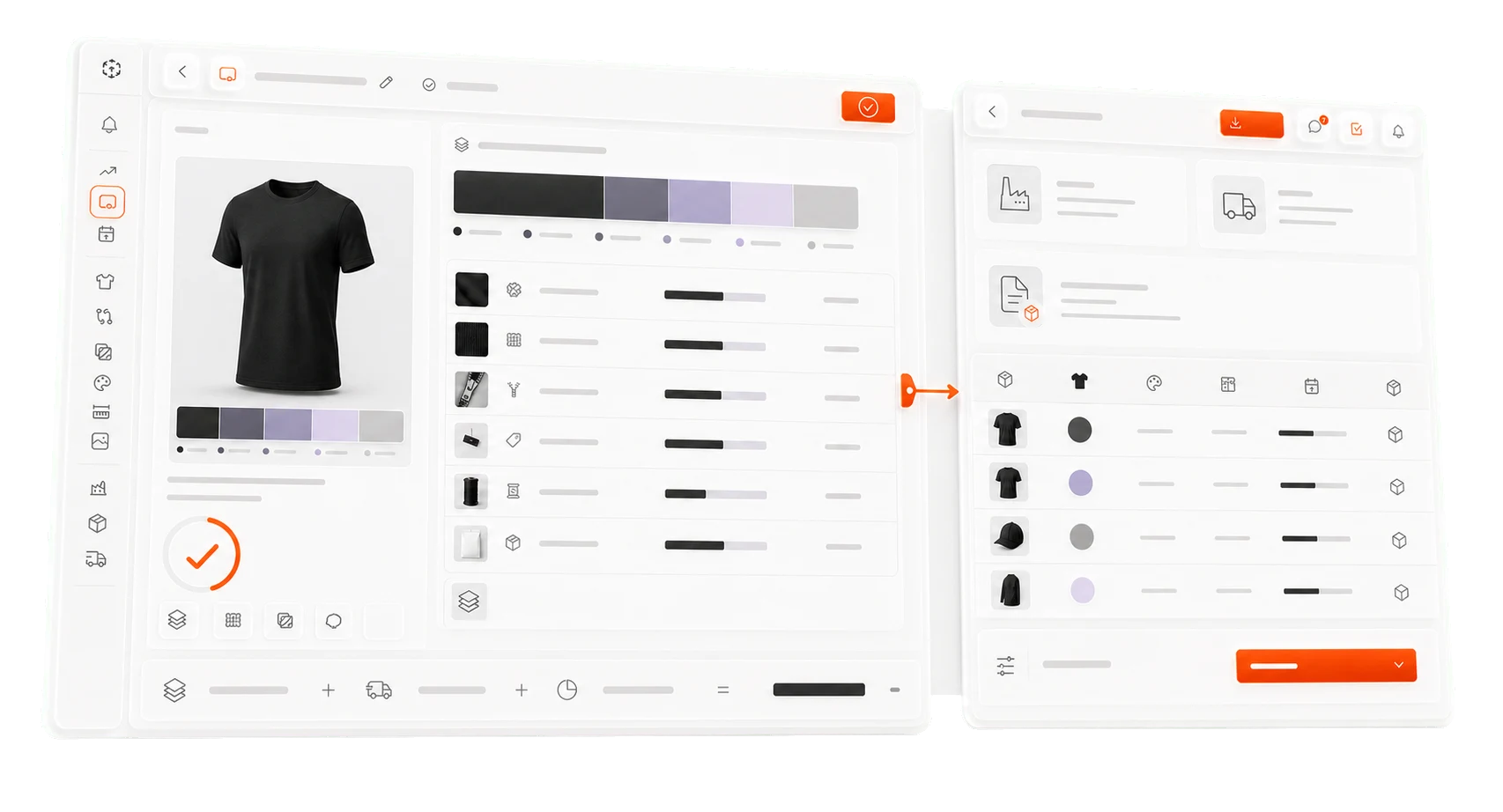 Approved garment cost breakdown connected to a purchase order record