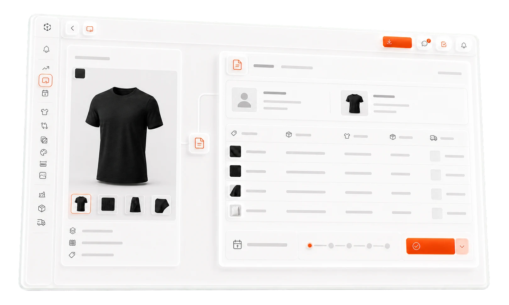 Lifecycle purchase order workspace connected to product data