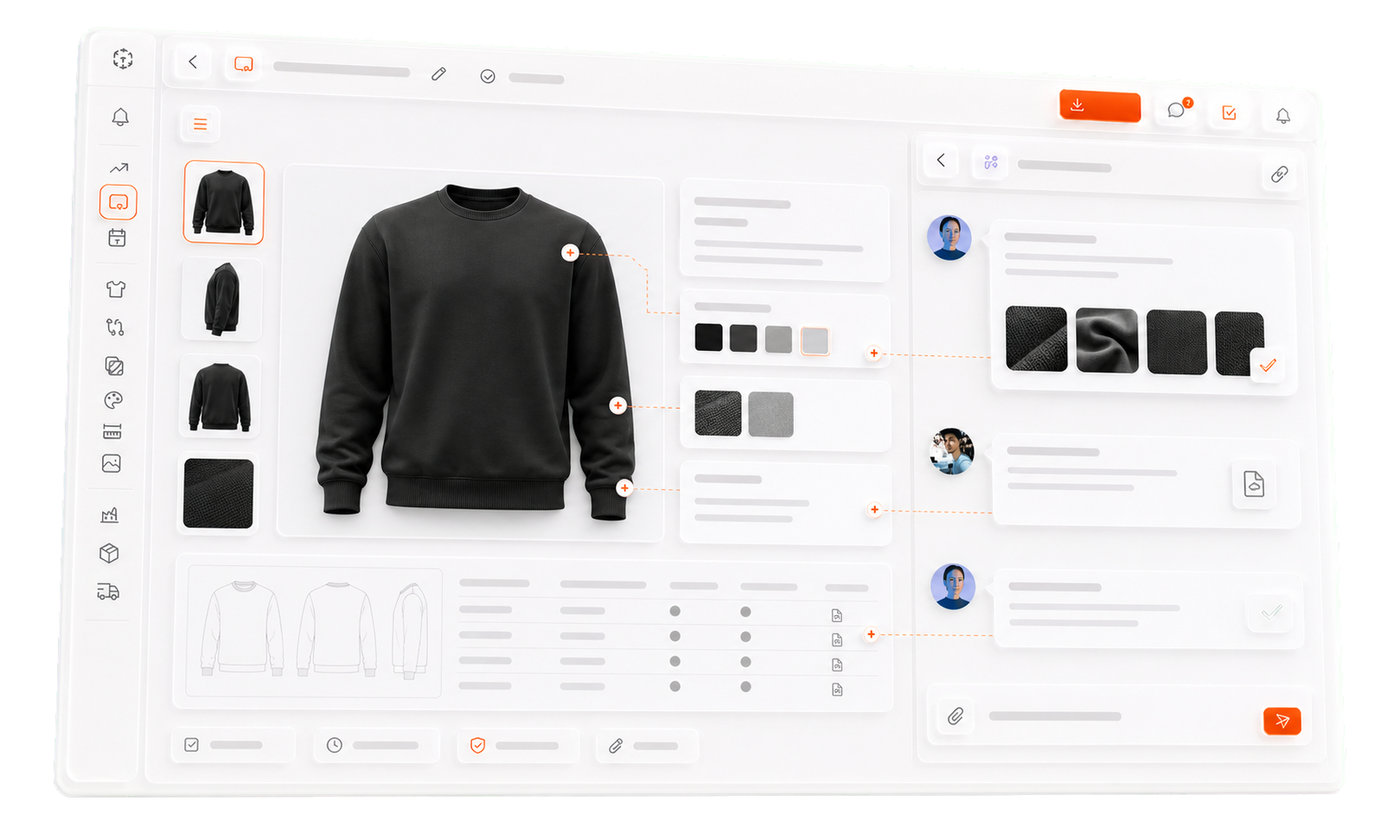 Lifecycle product record with an attached supplier conversation panel