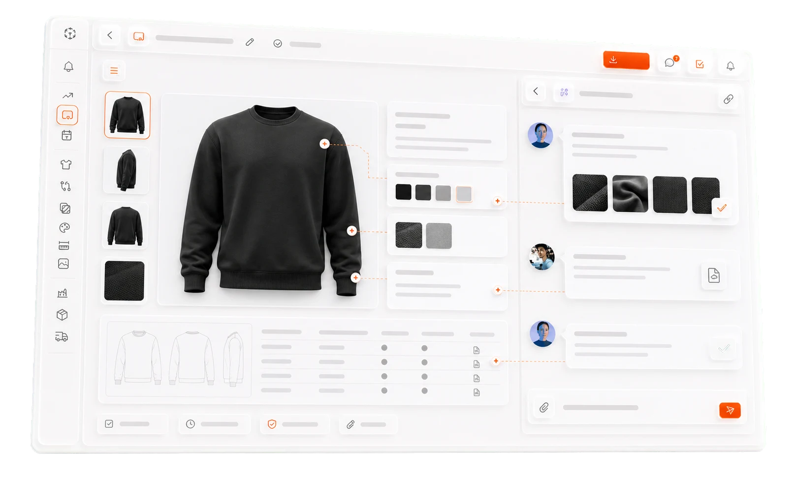Lifecycle product record with an attached supplier conversation panel