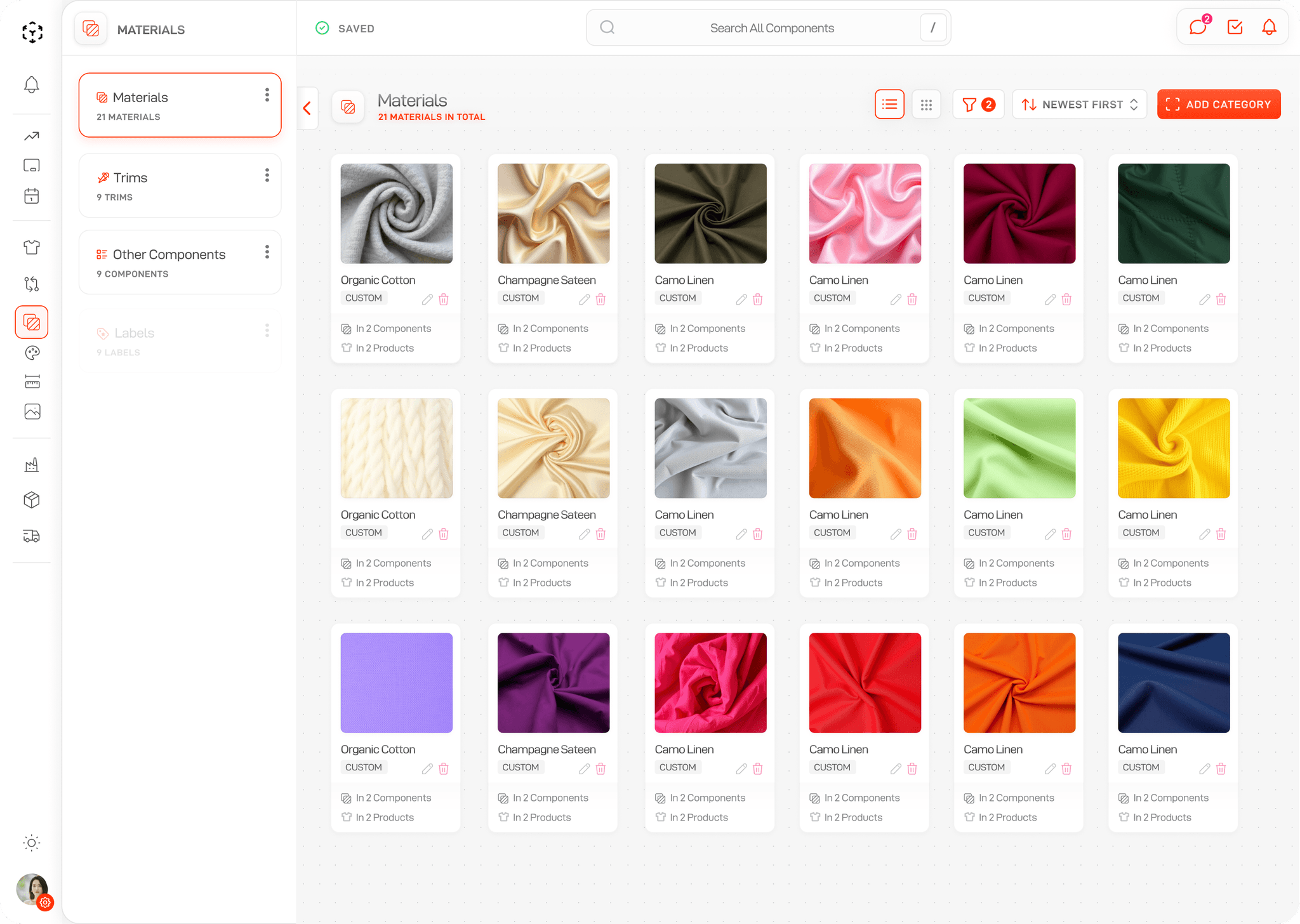 Lifecycle materials and component library
